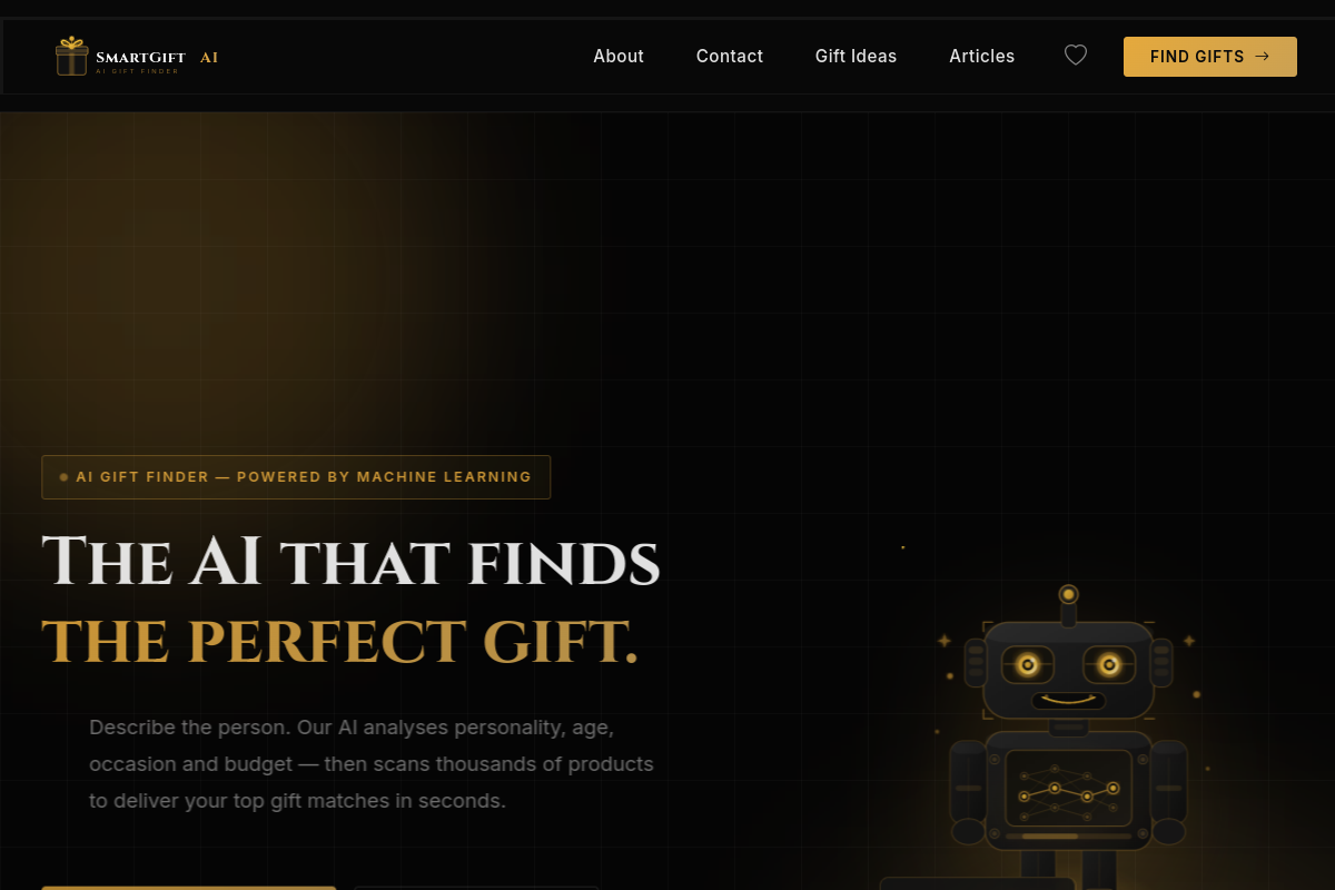 Screenshot of the Smartgiftai website