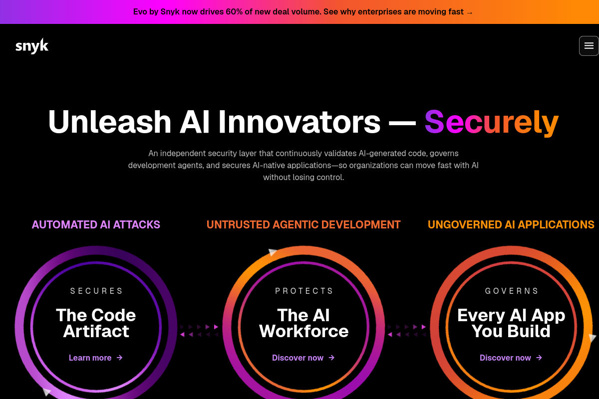 Screenshot of the Snyk website