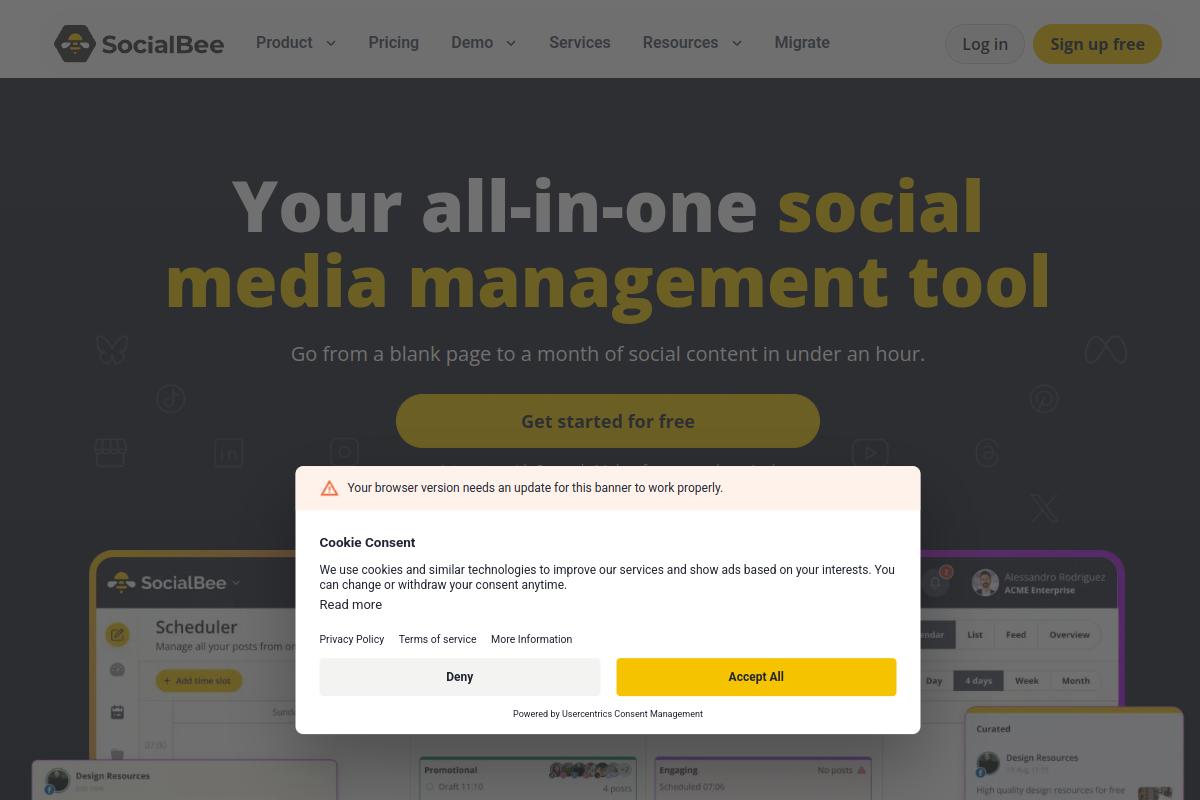 Screenshot of the AI Social Post Generator website