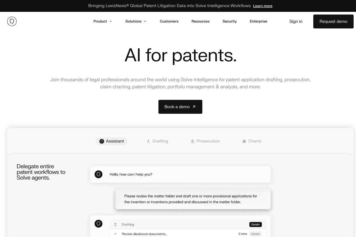 Screenshot of the Solve Intelligence website