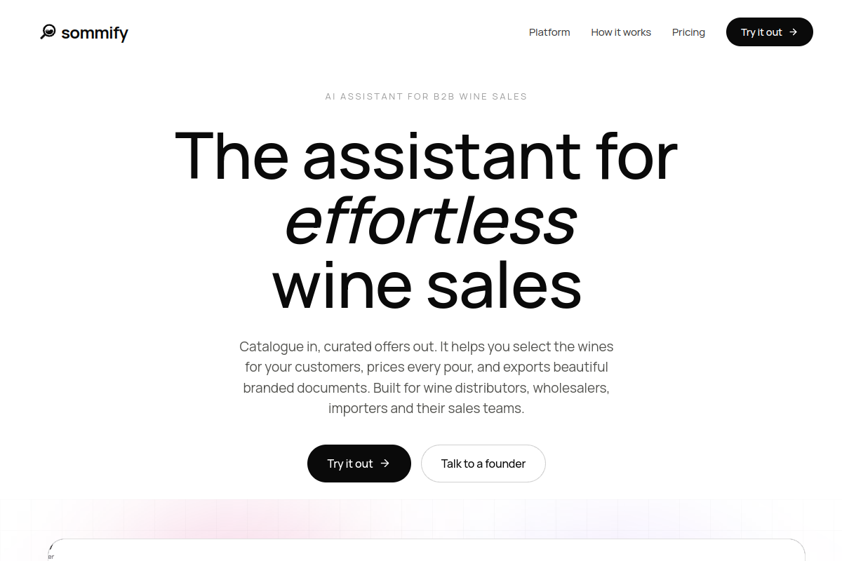 Screenshot of the Sommify website