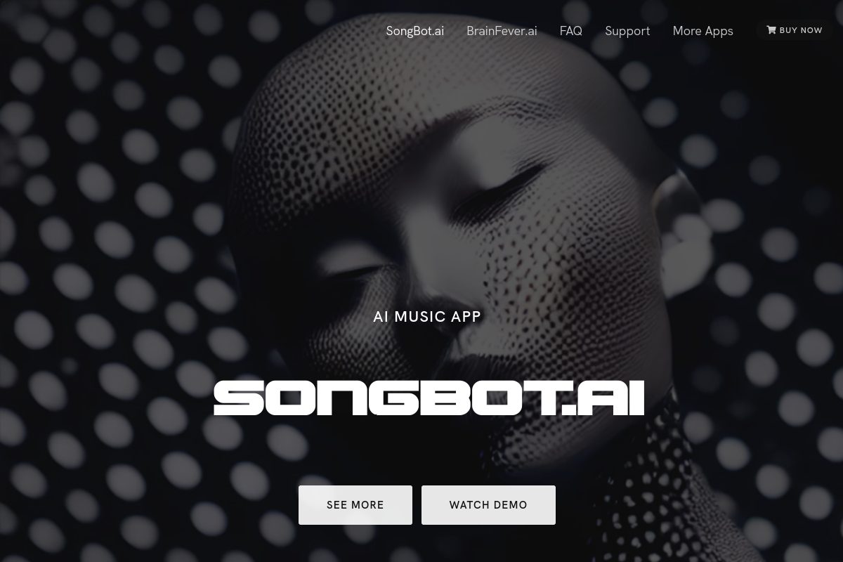 Screenshot of the SongBot AI website