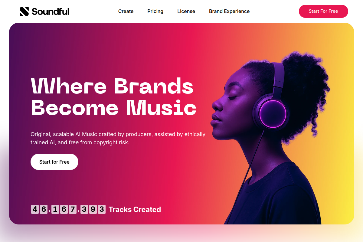 Screenshot of the Soundful website