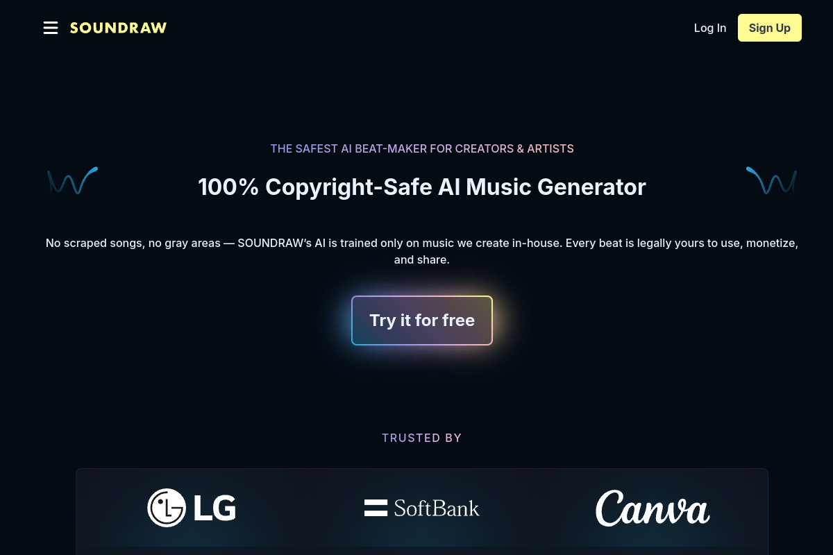 Screenshot of the SOUNDRAW website