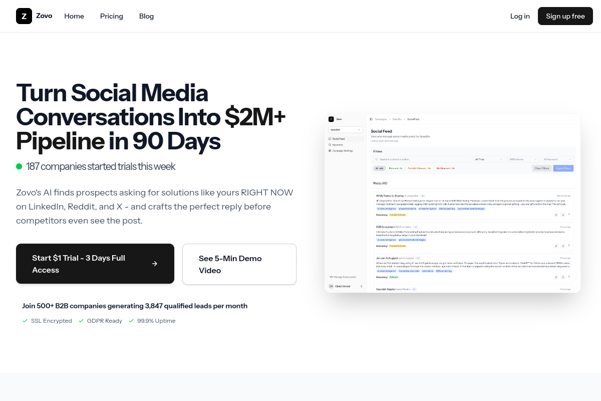 Screenshot of the Sparksocial website