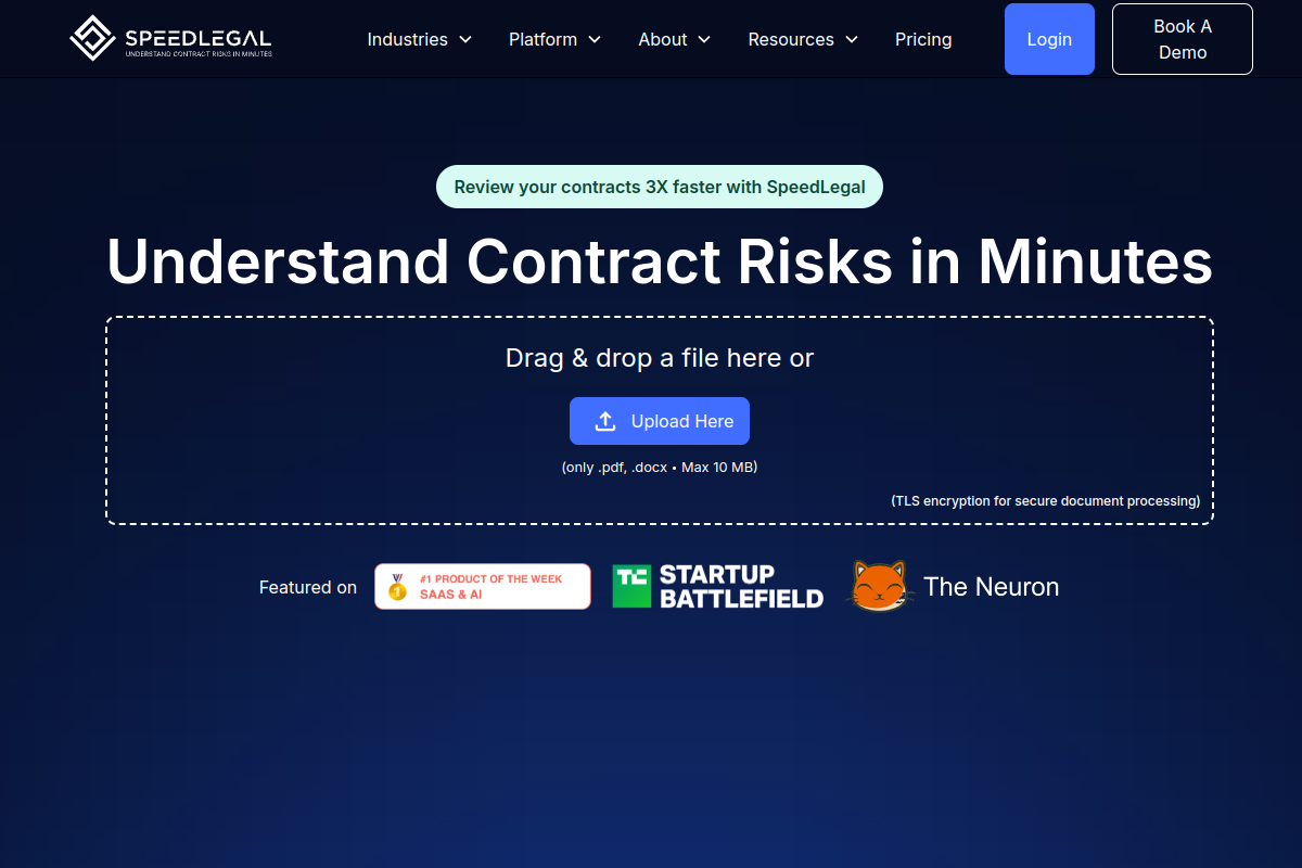 Screenshot of the SpeedLegal website