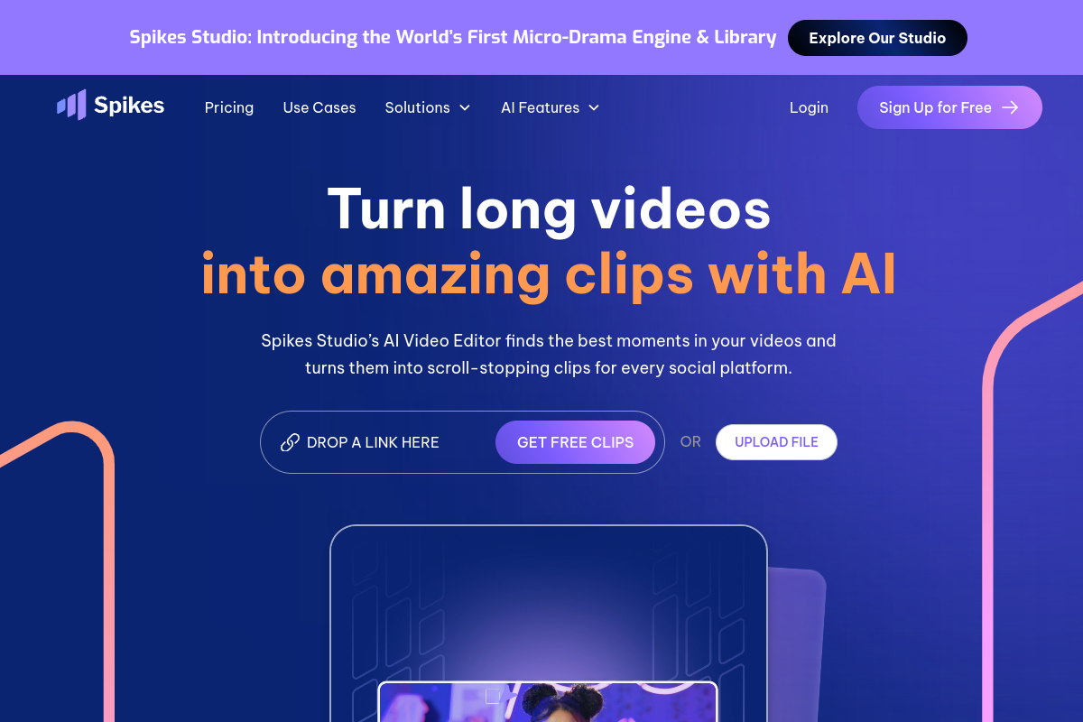 Screenshot of the Spikes Studio website