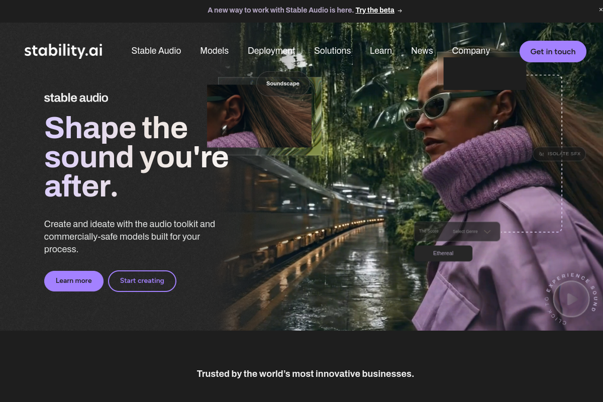 Screenshot of the Stable Diffusion website