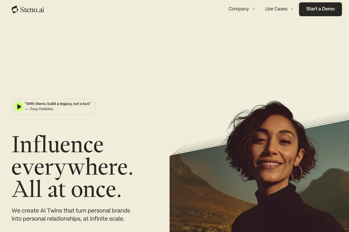 Screenshot of the Steno website