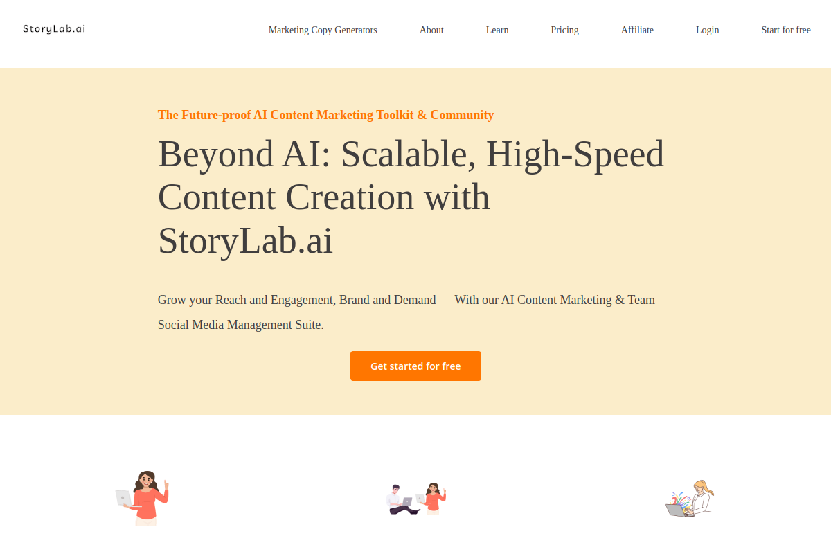 Screenshot of the StoryLab website