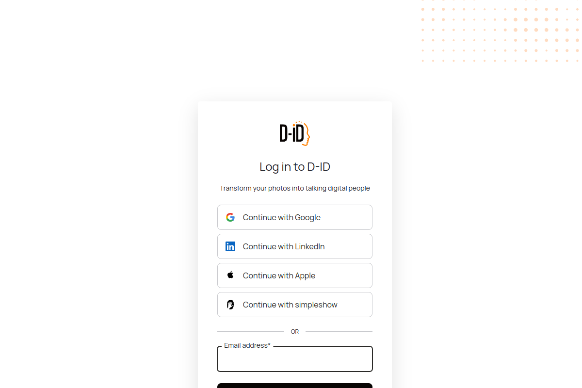Screenshot of the D-ID Creative Reality Studio website