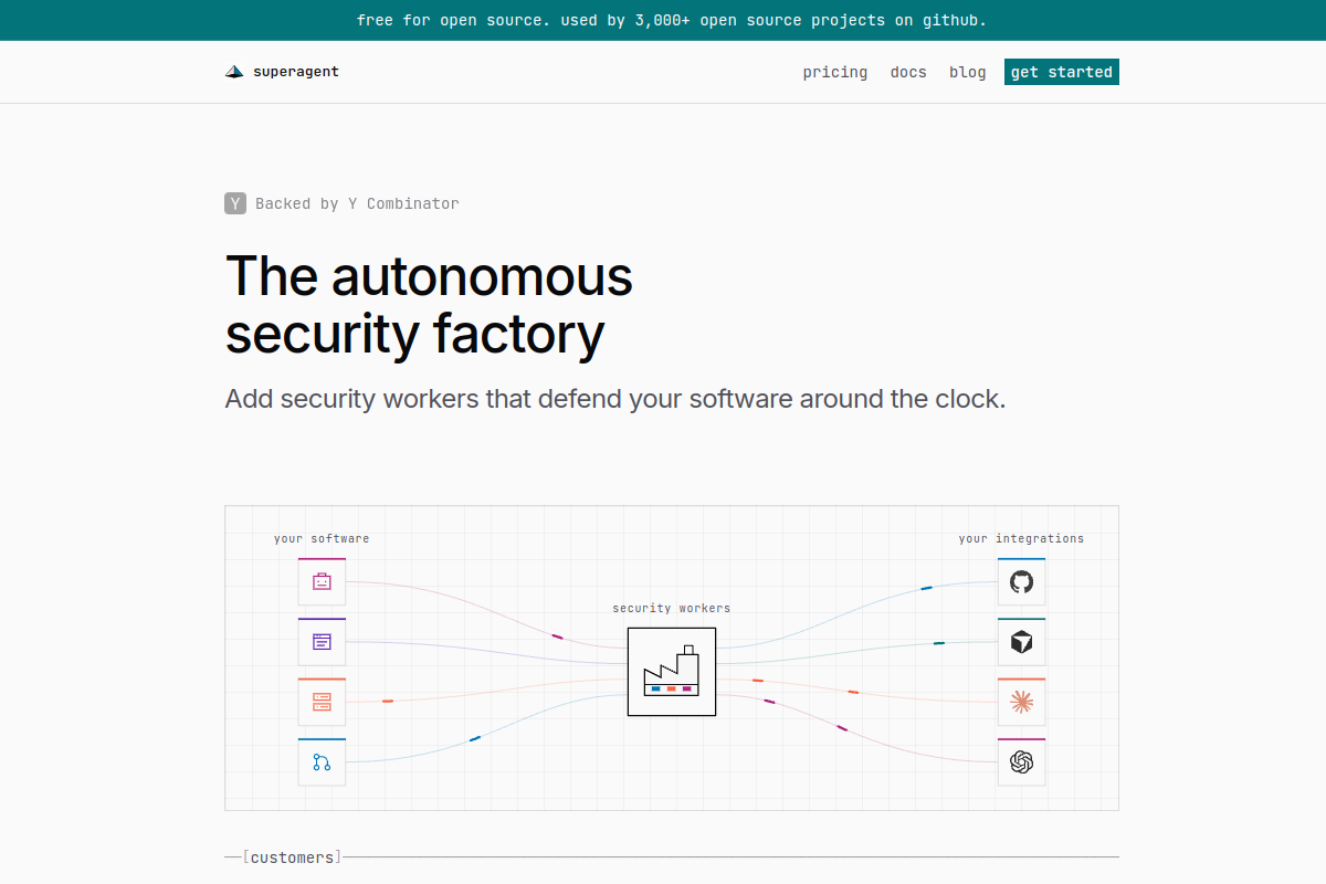 Screenshot of the Superagent website