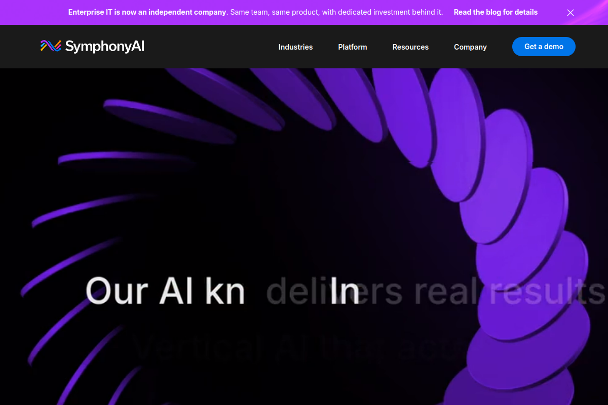 Screenshot of the Symphony website