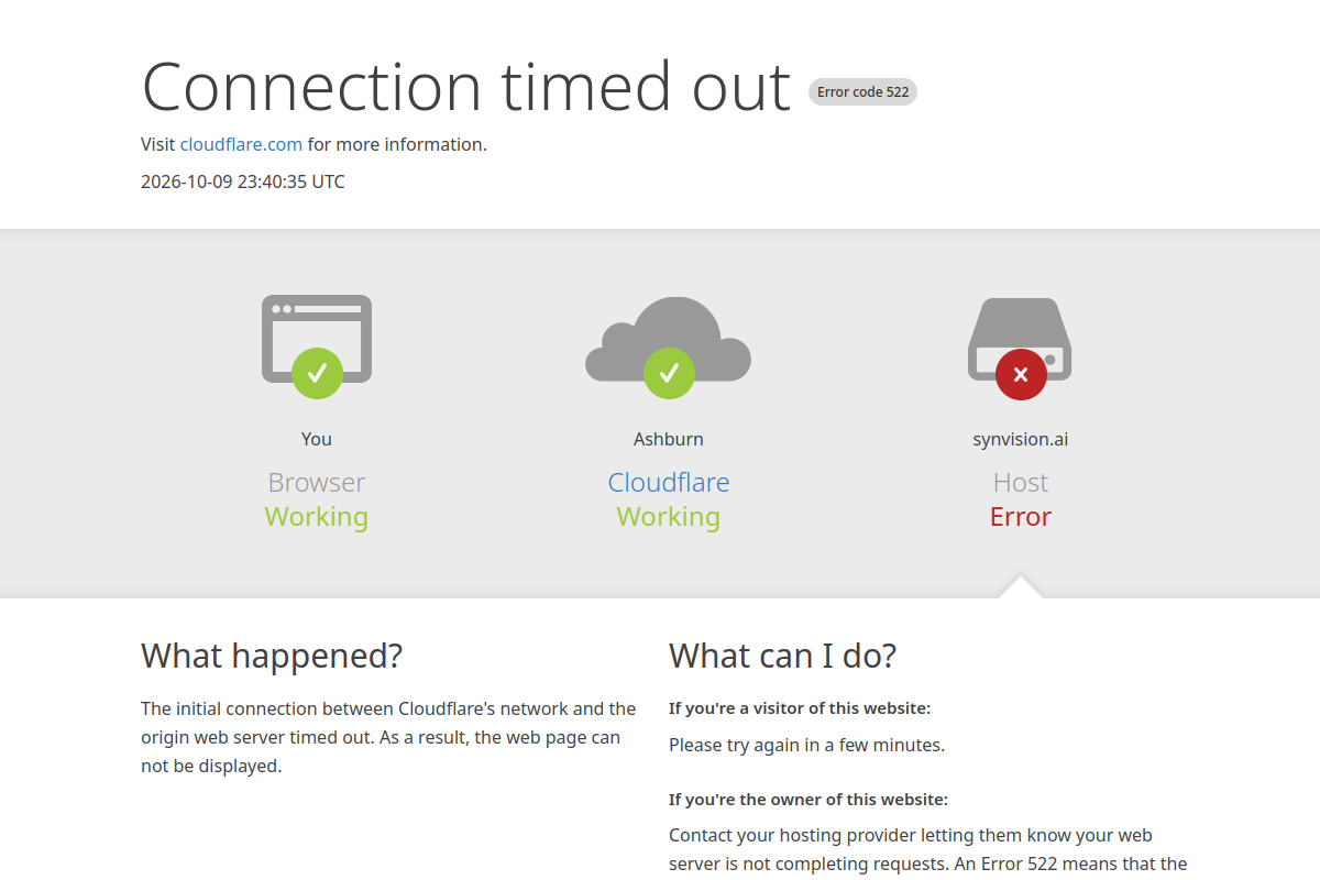 Screenshot of the SynVision AI website