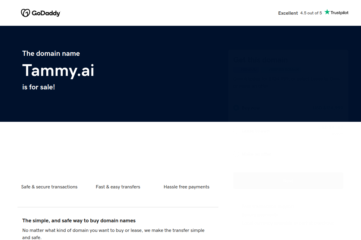 Screenshot of the Tammy website