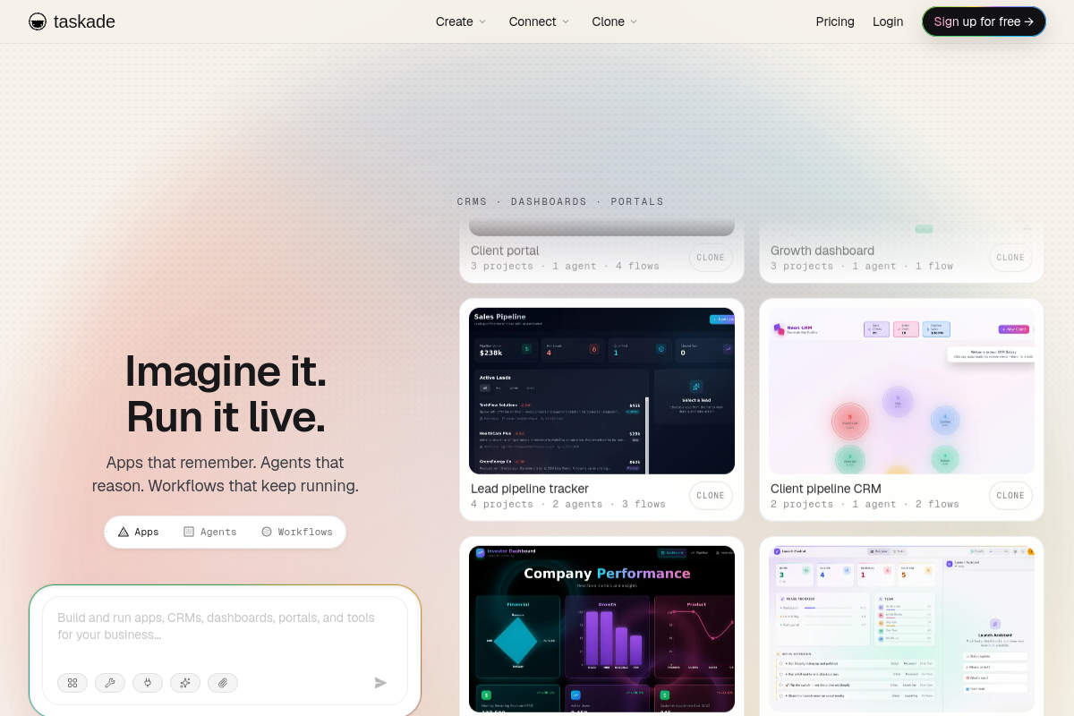 Screenshot of the Taskade website