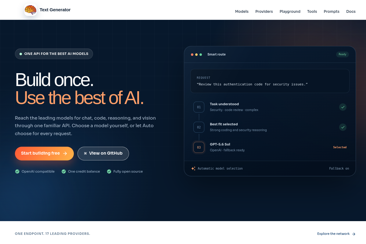 Screenshot of the Text-Generator website
