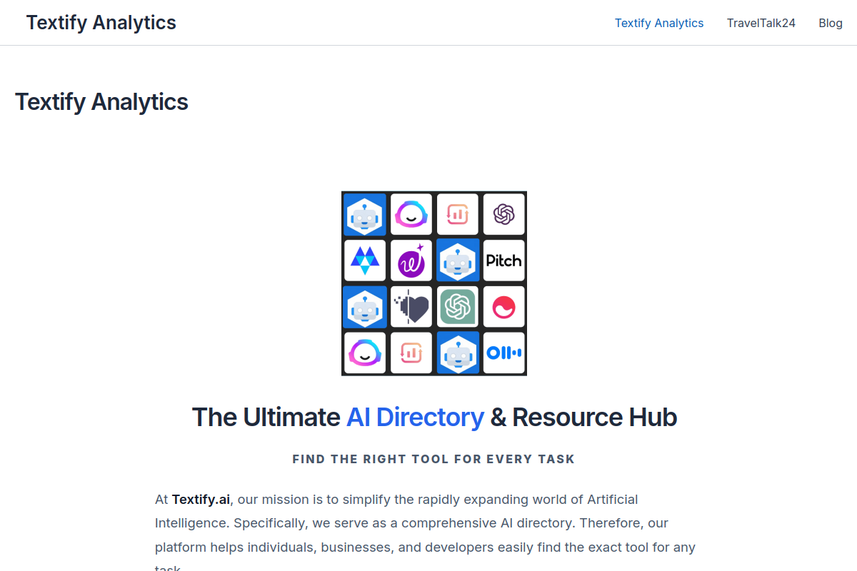 Screenshot of the Textify website