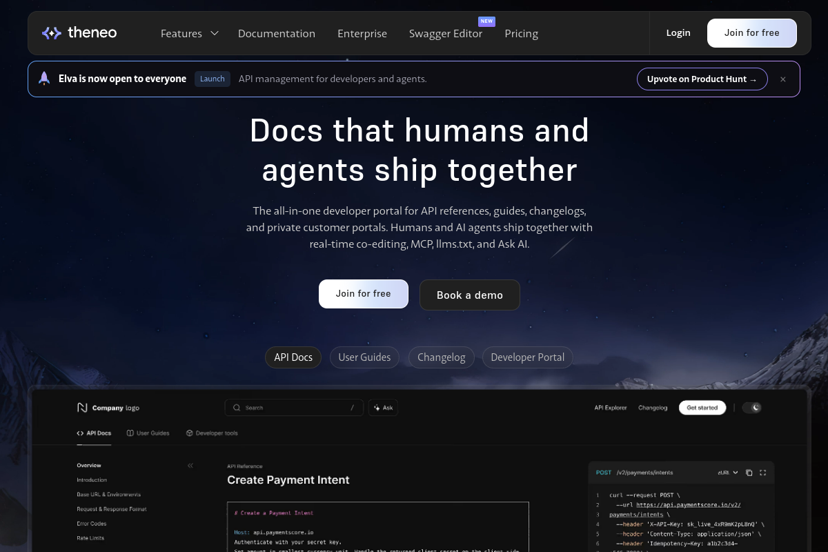 Screenshot of the Theneo website