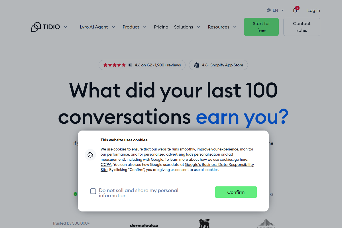 Screenshot of the Lyro website