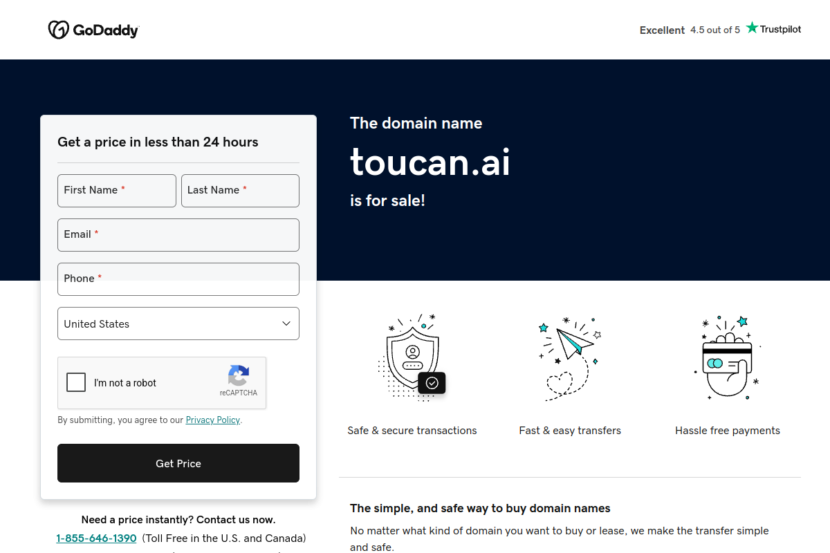 Screenshot of the Toucan website