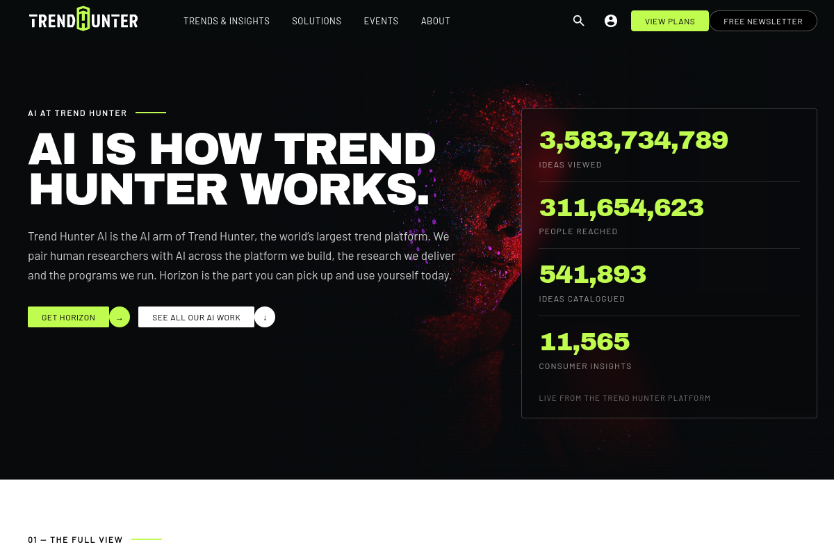 Screenshot of the Trend Hunter website