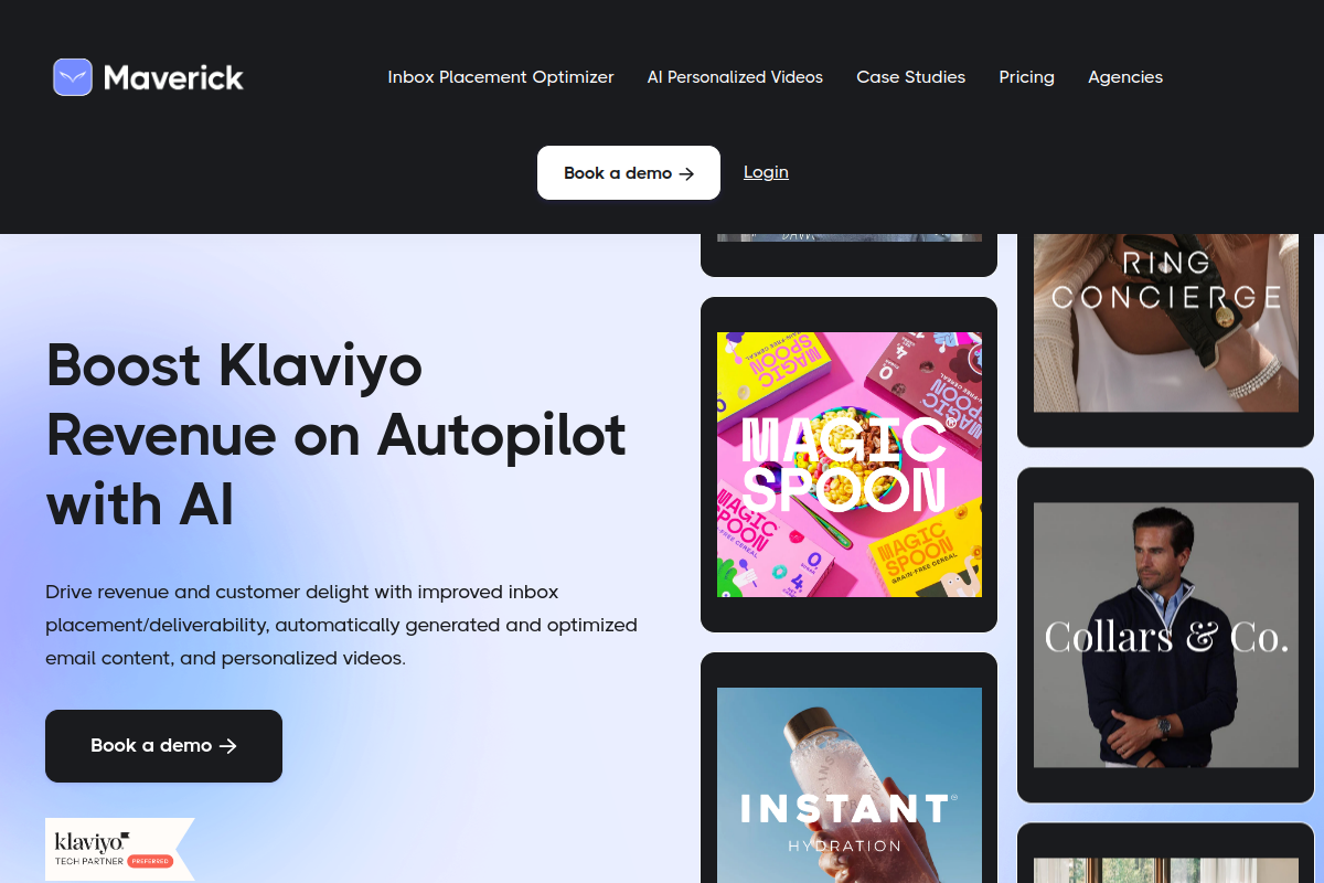 Screenshot of the Maverick website