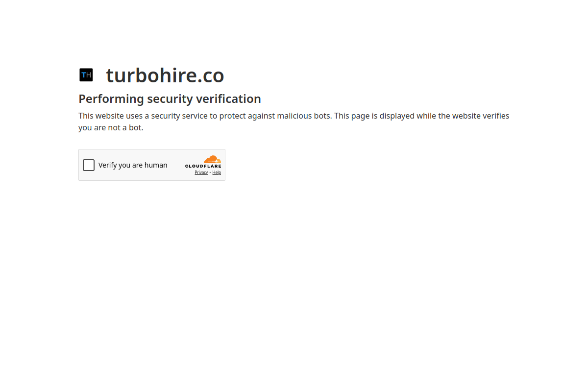 Screenshot of the Turbohire website
