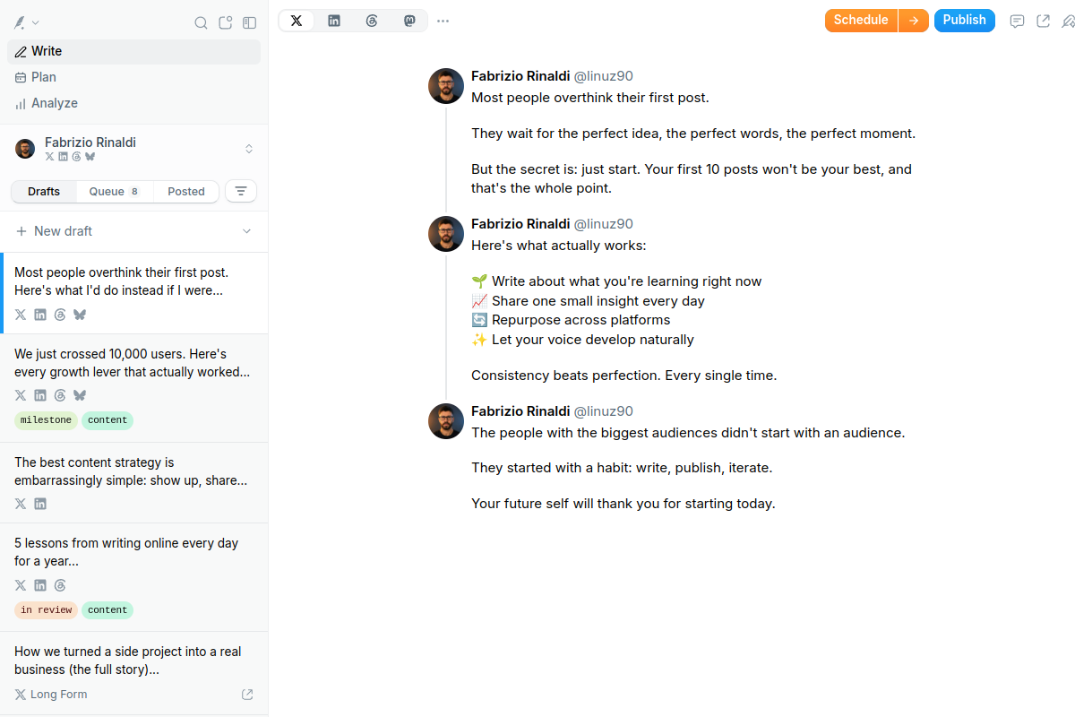 Screenshot of the Typefully website