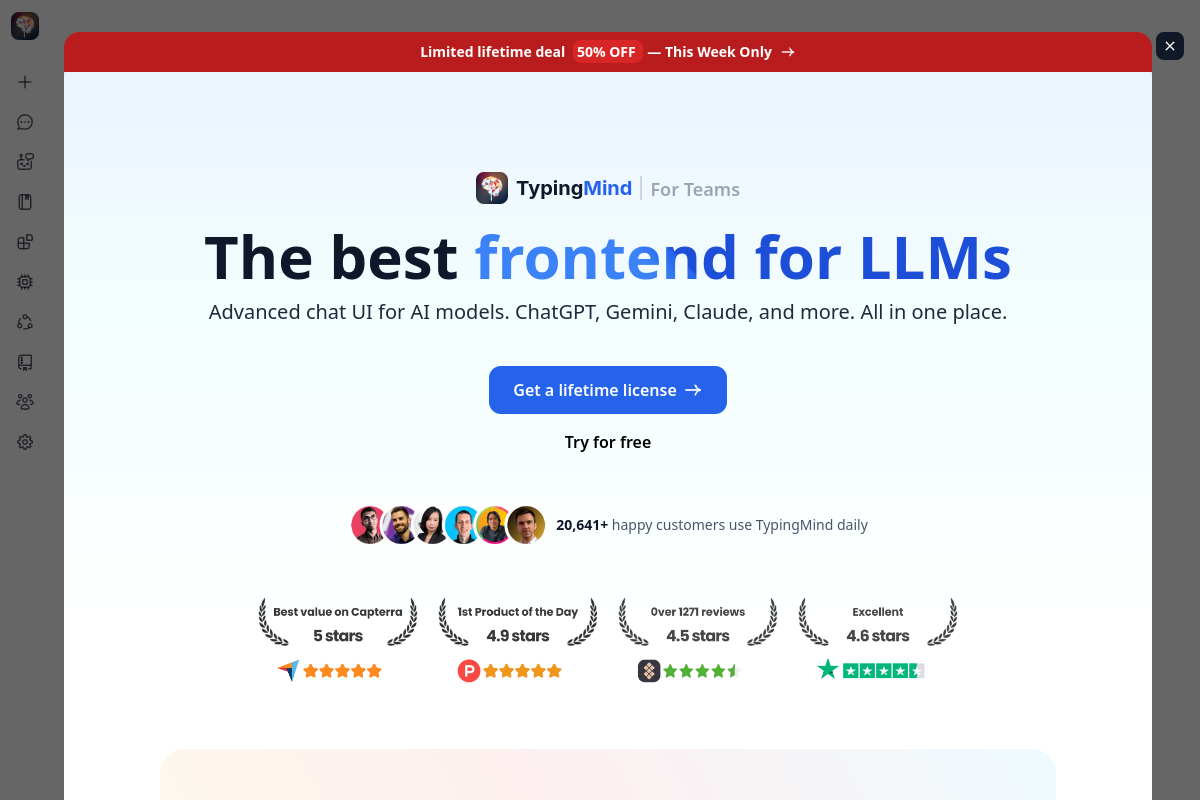 Screenshot of the Typing Mind website
