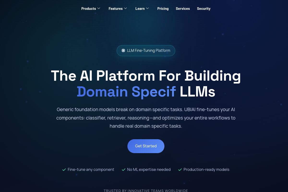 Screenshot of the UBIAI website