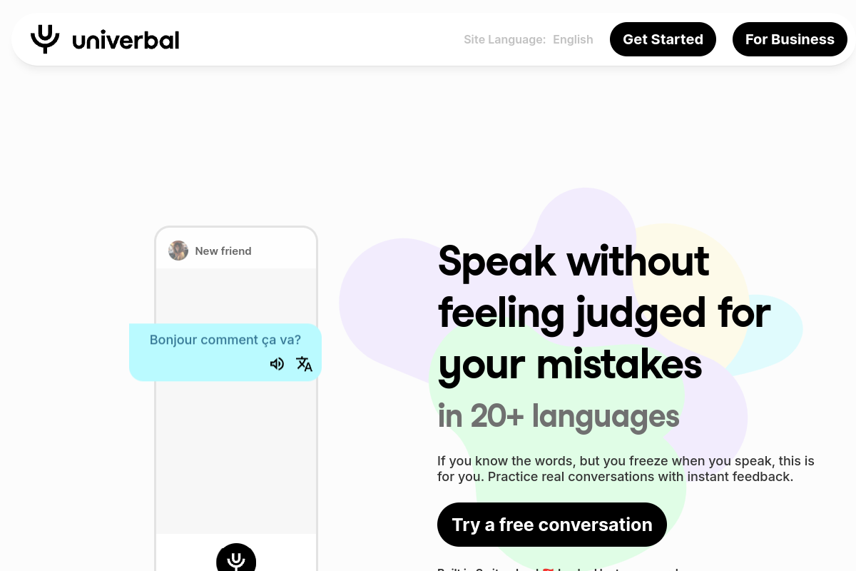 Screenshot of the Univerbal website