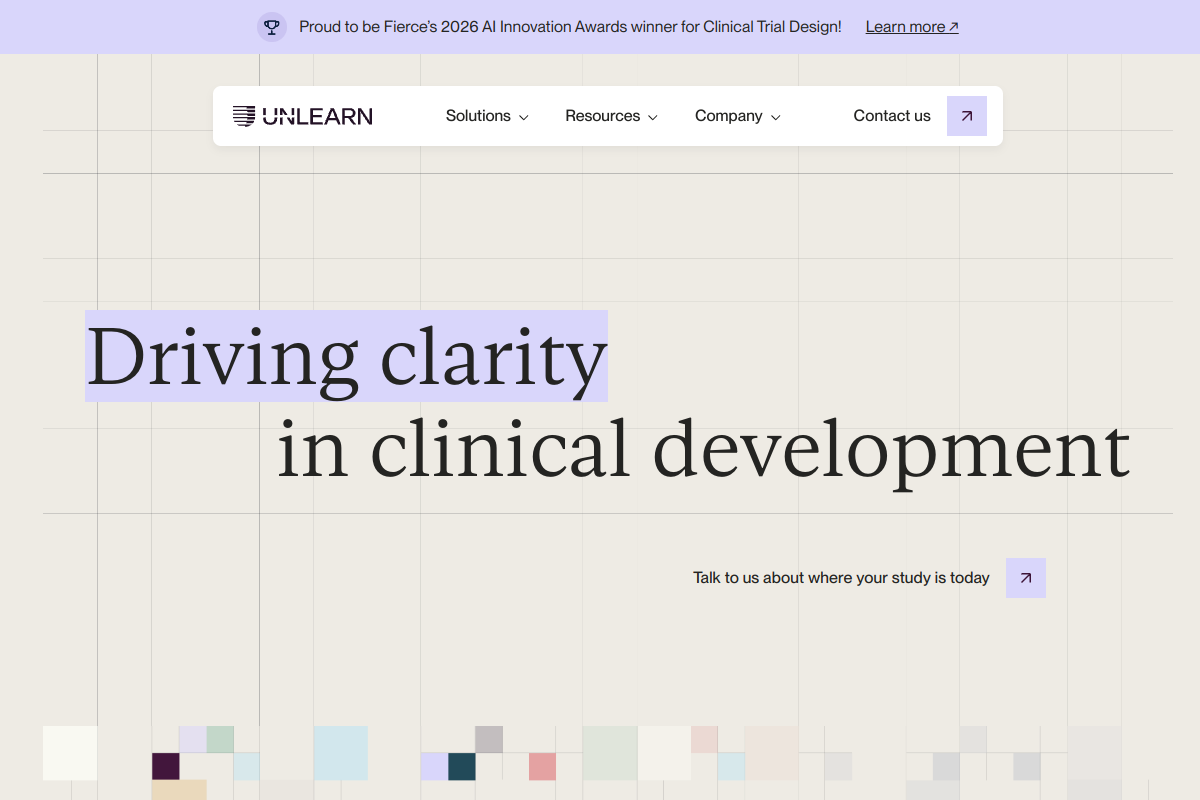 Screenshot of the Unlearn website