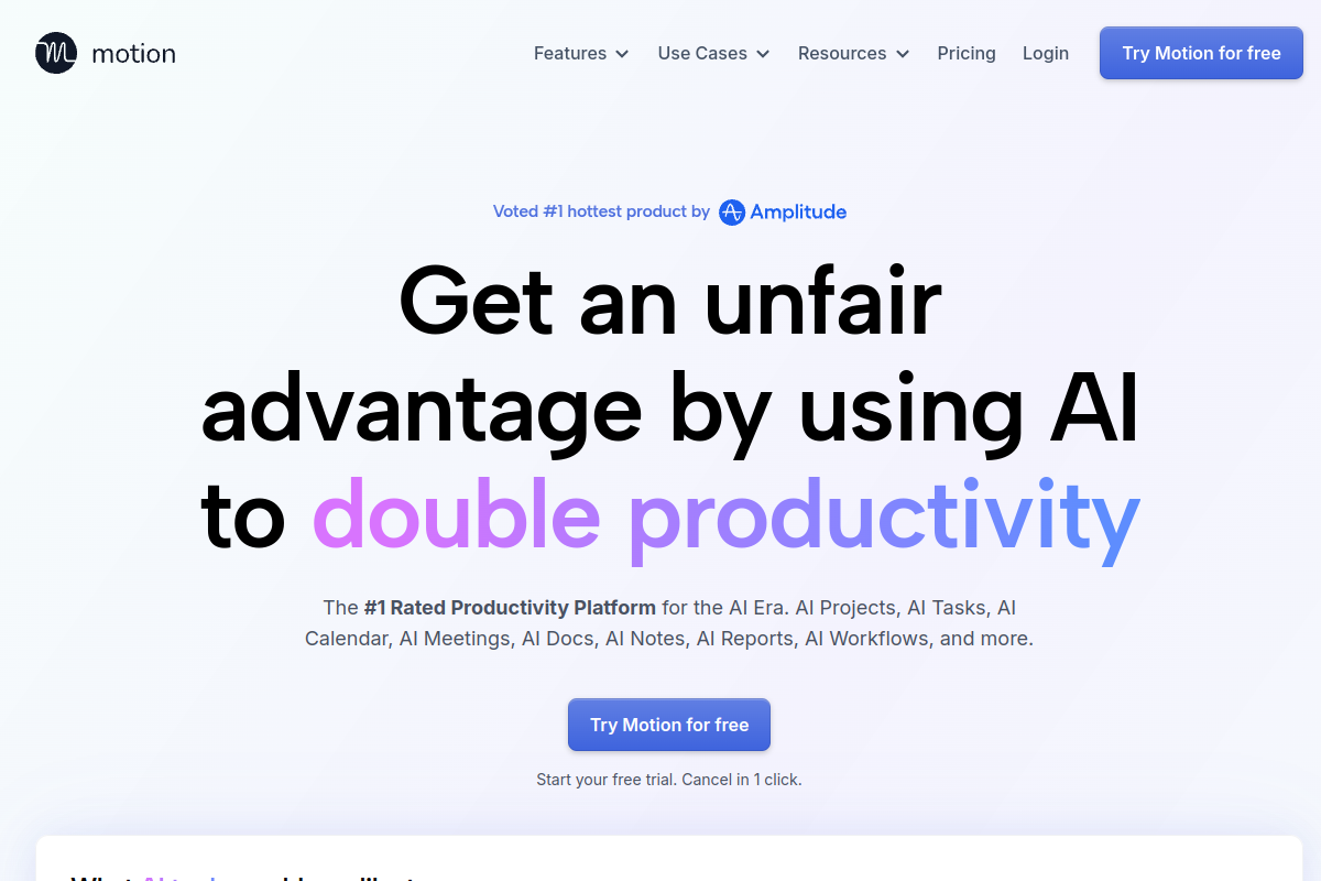 Screenshot of the Usemotion website