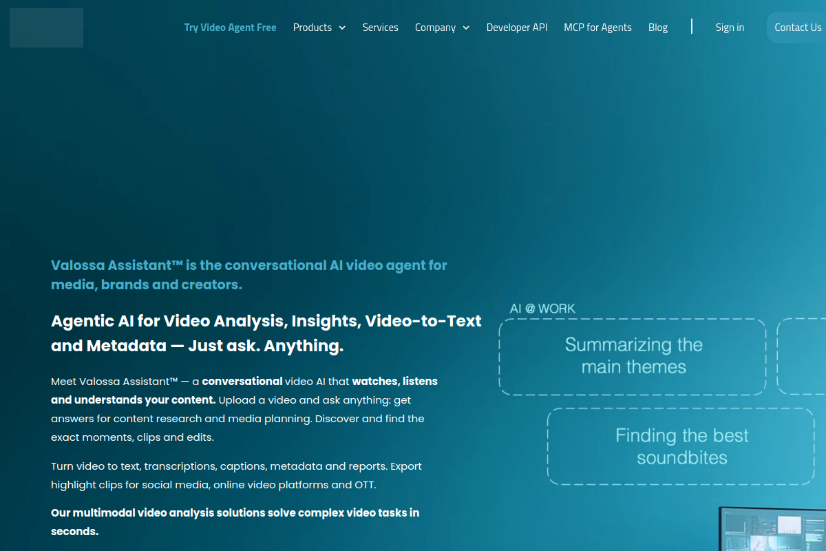 Screenshot of the Valoss website