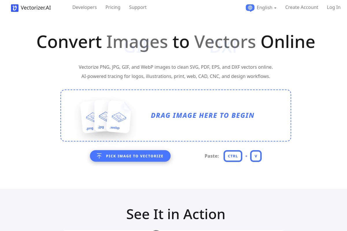 Screenshot of the Vectorizer website