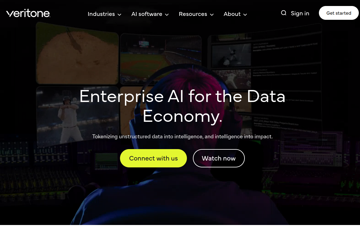 Screenshot of the Veritone website