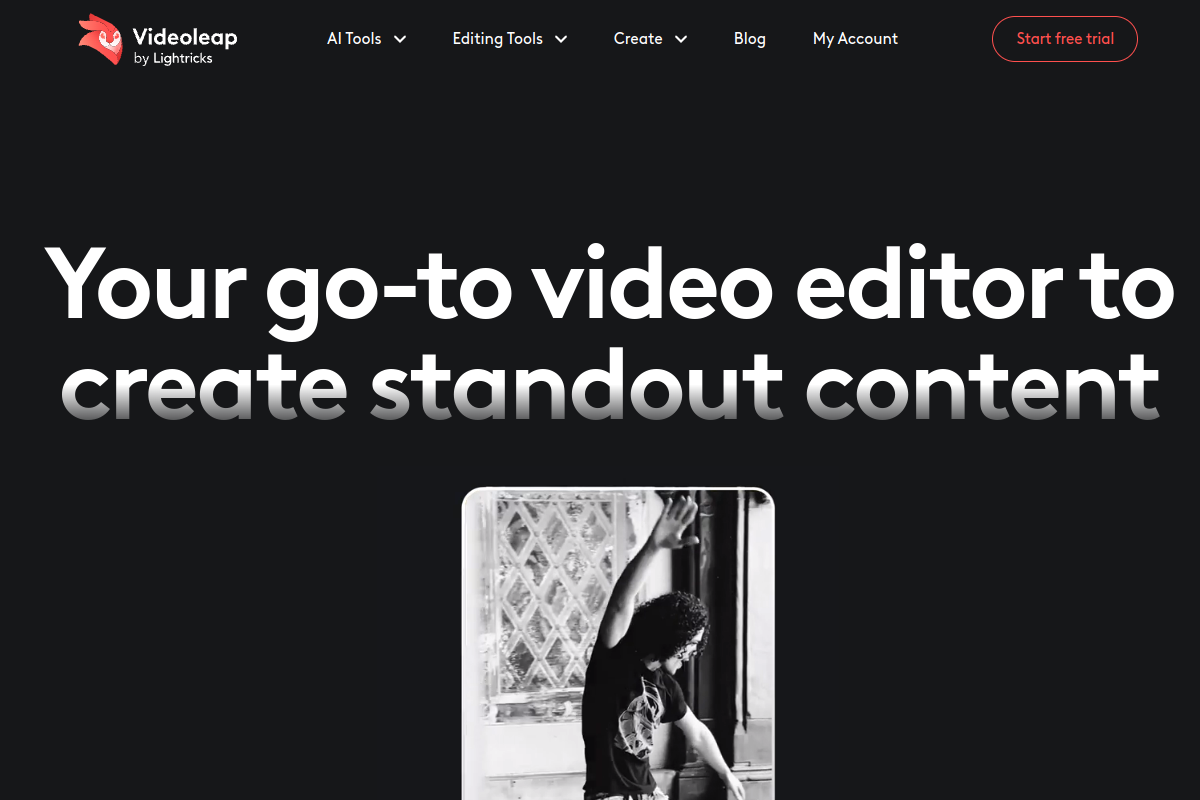 Screenshot of the Videoleap website