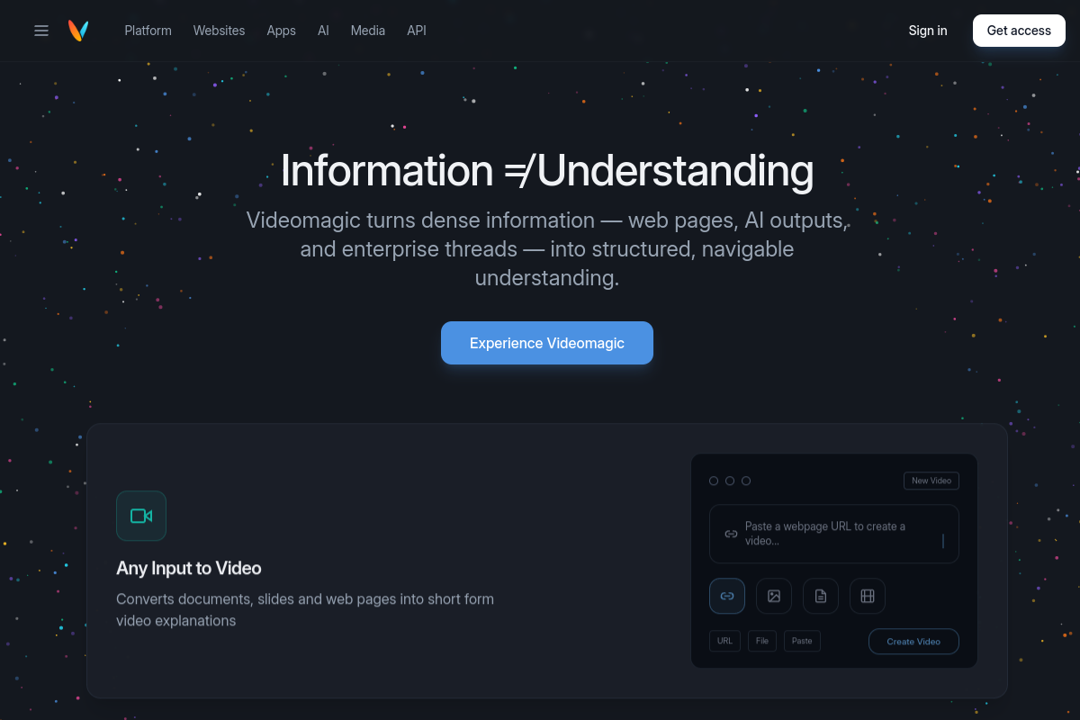 Screenshot of the Video Magic website
