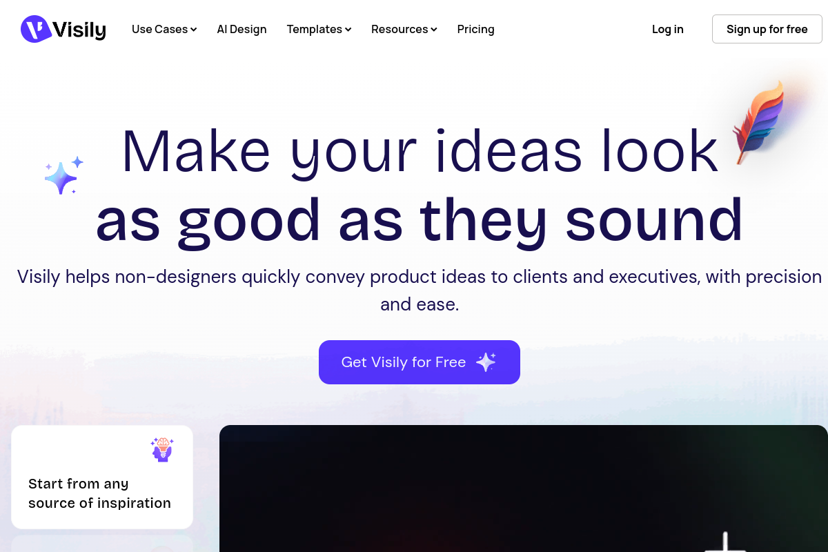 Screenshot of the Visily website
