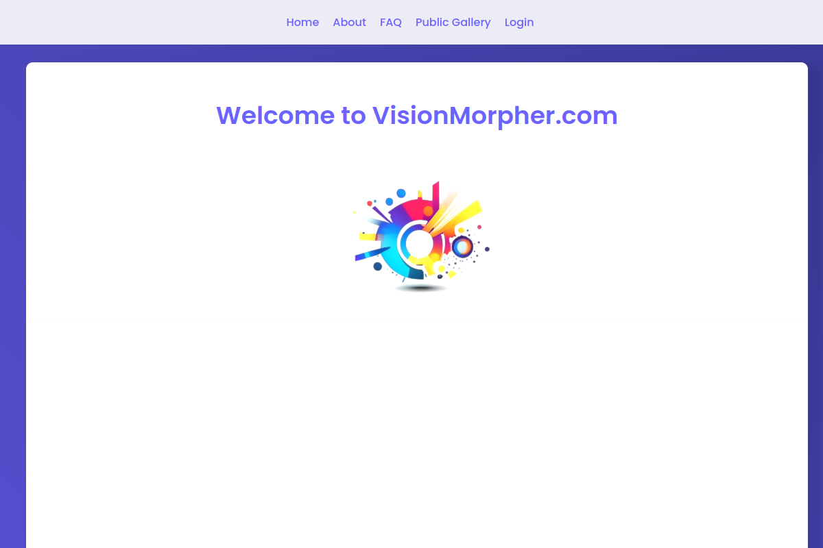 Screenshot of the Visionmorpher website