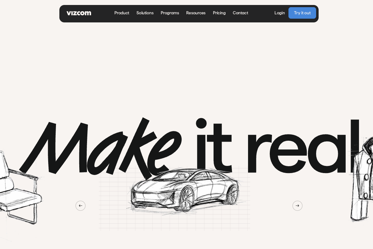 Screenshot of the Vizcom AI website