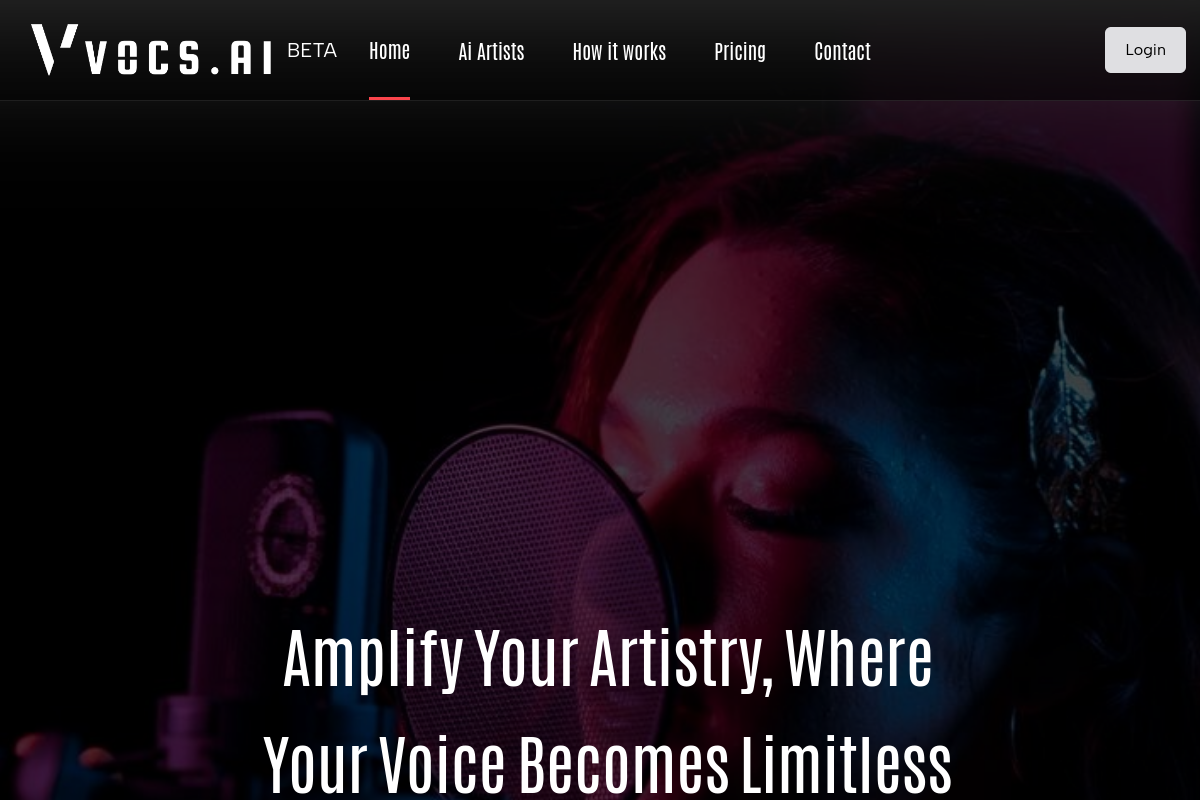 Screenshot of the Vocs.ai website
