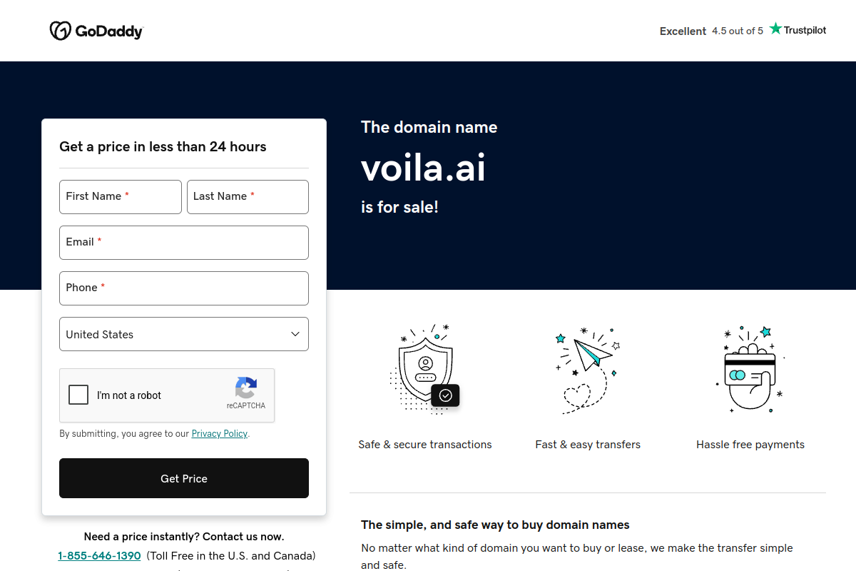 Screenshot of the Voila website