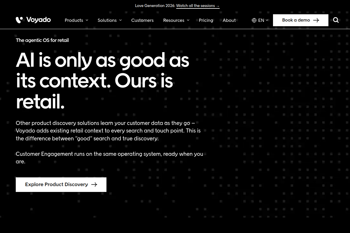 Screenshot of the Voyado website