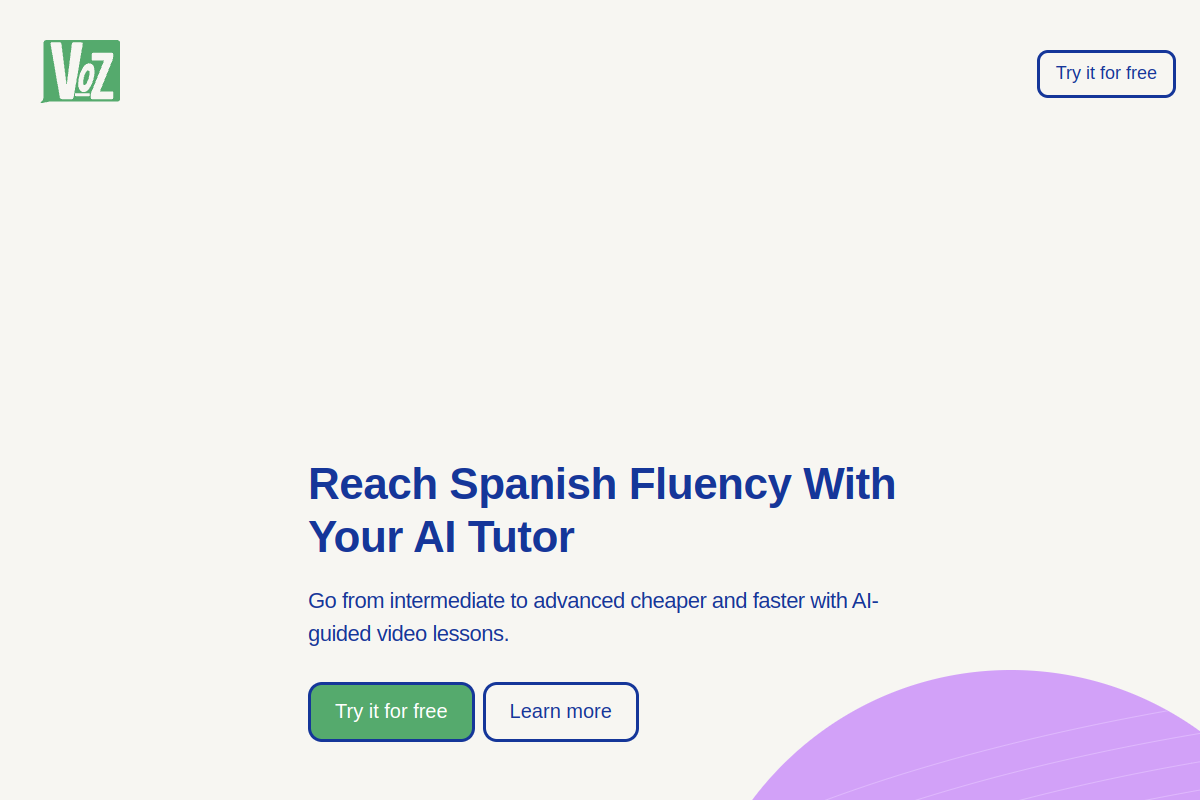 Screenshot of the Voz website