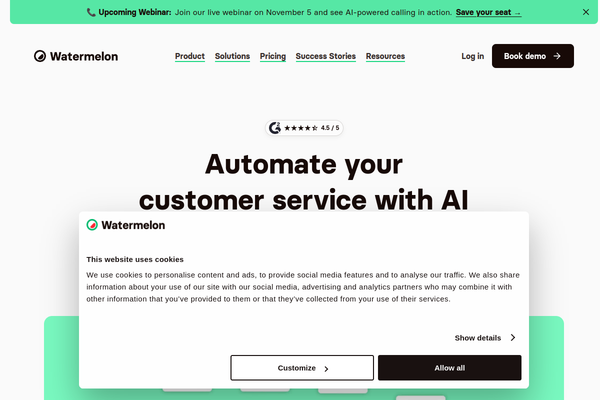 Screenshot of the Watermelon website