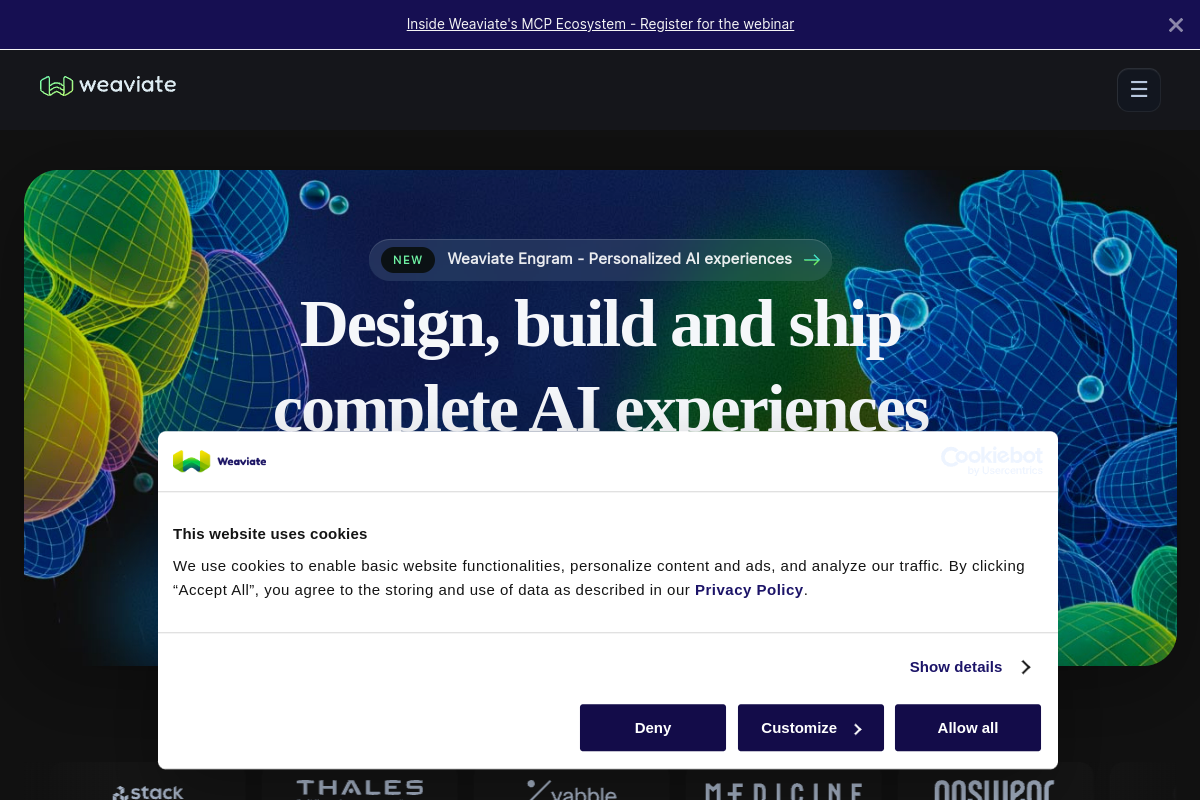 Screenshot of the Weaviate website