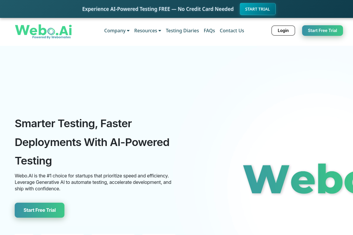 Screenshot of the Webo website