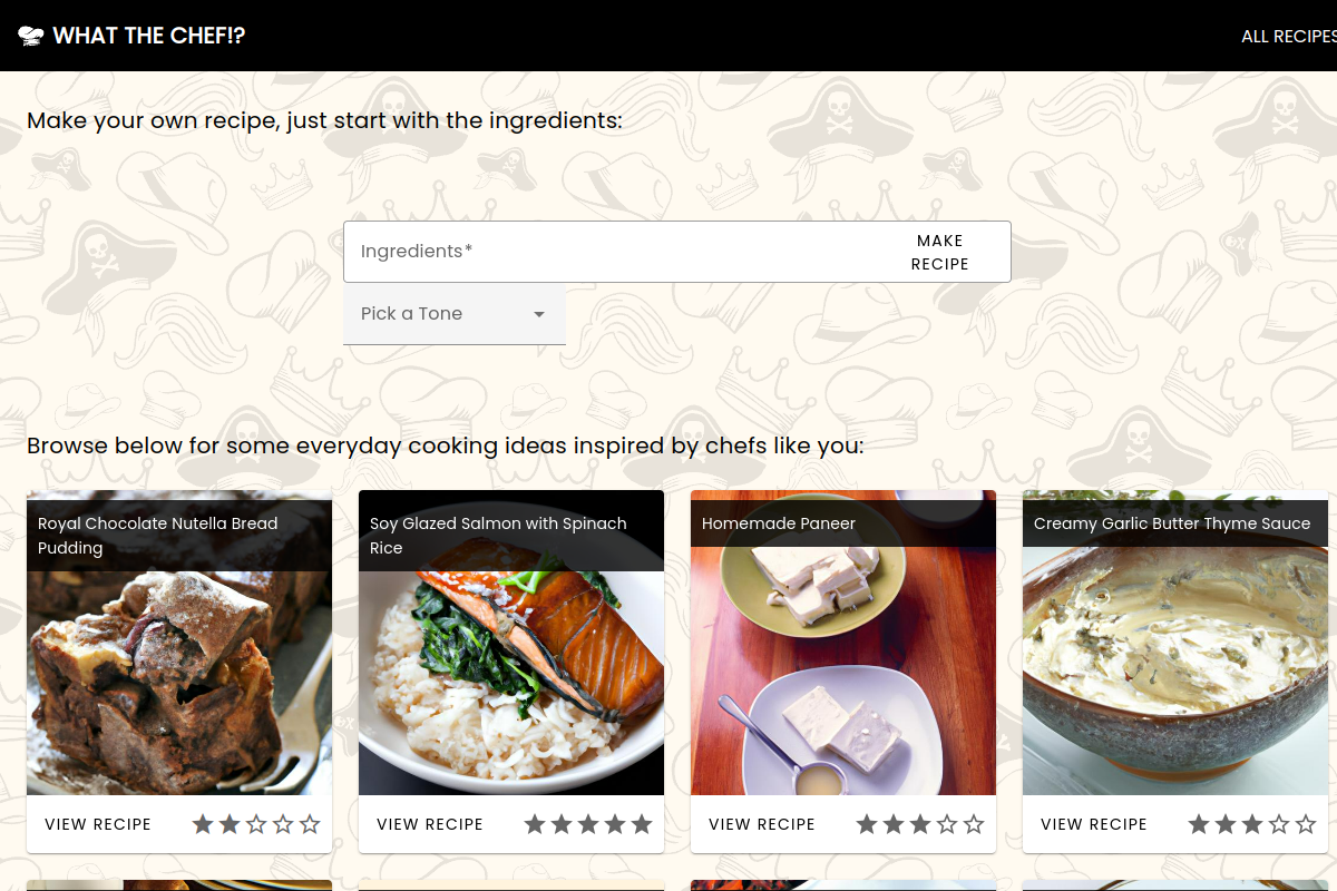 Screenshot of the What the Chef website